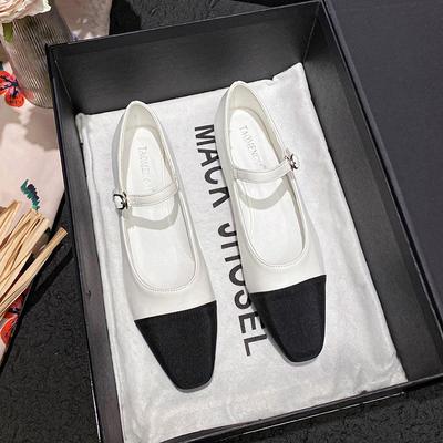 Маленькая квадратная голова, сочетание цветов, элегантное слово, туфли Мэри Джейн, женские новые модели