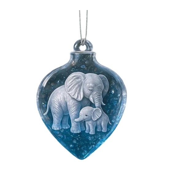 Christmas Tree Ornament Gradient Blue Elephant Pendant for Xmas Decor Light Exquisite Winter Wonderland Hanging Ornament Holiday Gift