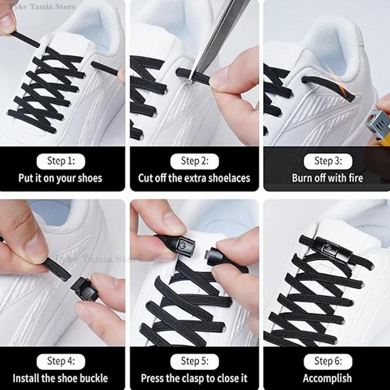 1 пара шнурков без завязок с пряжками для кроссовок, спортивной обуви