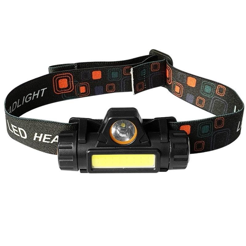 Waterproof LED Headlamp Adjustable XPE+COB 2 Lighting Modes with USB Rechargeable Built-in Battery Headlight for Outdoor Camping