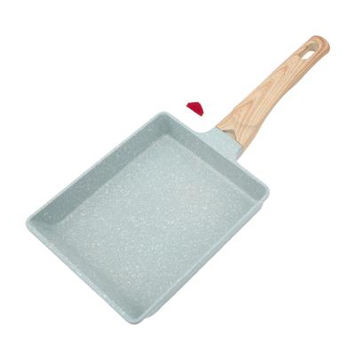Мини-сковорода зеленая квадратная антипригарная алюминиевая сплава равномерно нагреваемая сковорода для яиц для дома