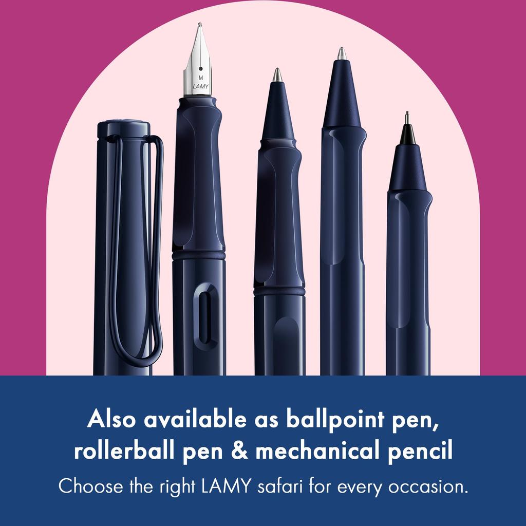 Перьевая ручка LAMY Safari Dark Dusk с эргономичным захватом и полированным стальным пером. Идеальна для письма и каллиграфии. В комплекте синий картридж LAMY T 10