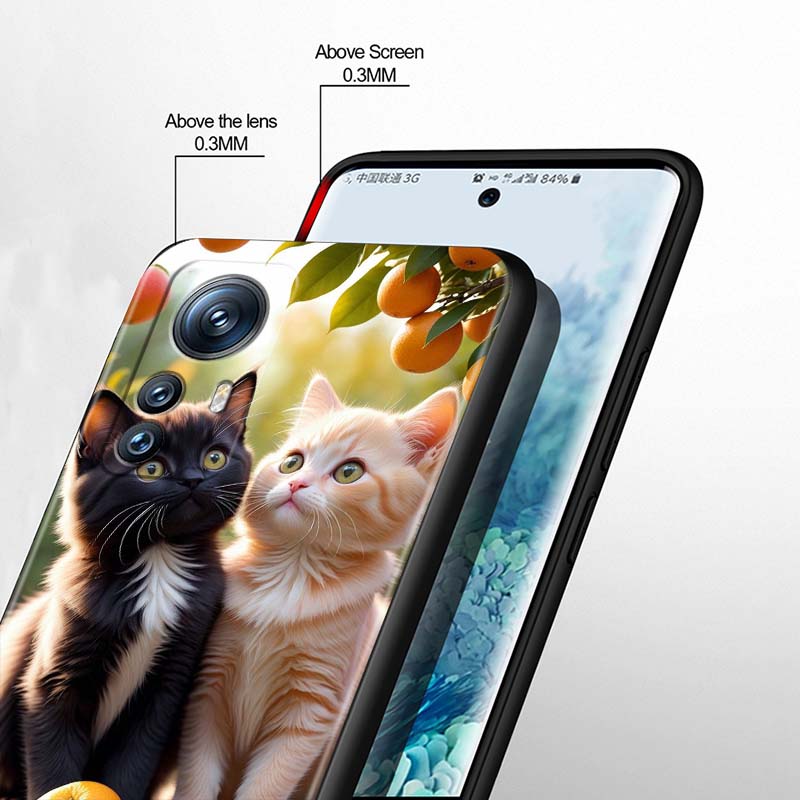 Милая мультяшная кошка Иллюстрация Для Xiaomi Mi 15 14 13 13T 12 12T 12S 11 11i 11T Pro Ultra Lite 5G Черный Мягкий Чехол для Телефона