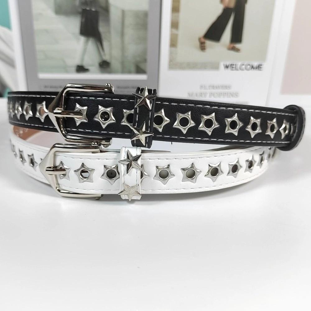 Звездные люверсы Женский джинсовый ремень Металлическая пряжка Девочки Клепаный пояс Y2K Звездные поясные ремни Женский