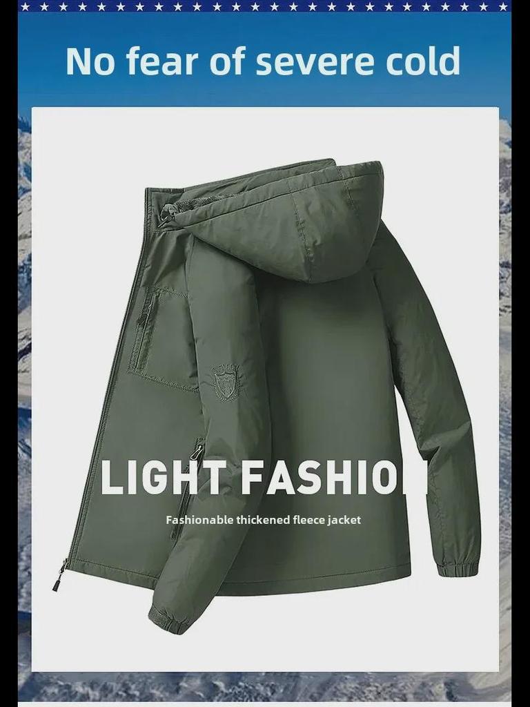 Men's Plus Size Waterproof Breathable Jacket - Medium To Long Style, Thick Velvet for Autumn & Winter Outdoor Wear