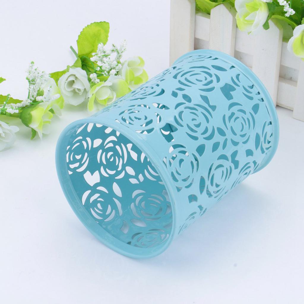 Офисный стол с полым узором в виде розы, держатель для карандашей, контейнер-органайзер(синий)