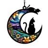 Подвесной орнамент Красочный кот/собака на Луне Дизайн с отверстием для подвешивания Яркий цвет Окно Подвеска-памятник Украшение дома