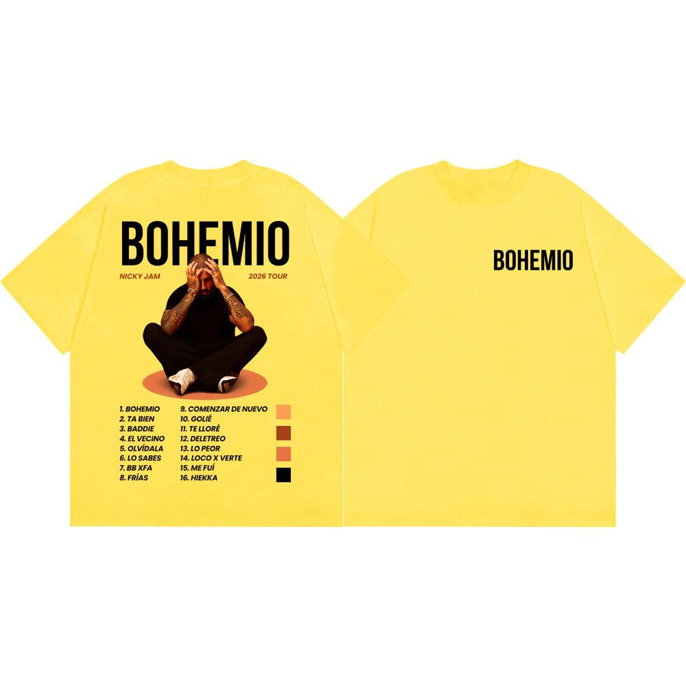Rapper Nicky Jam Bohemio Tour 2026 Graphic T Shirts Men Women Clothing Fashion Hip Hop T-shirts Summer Casual 100%cotton T-shirt