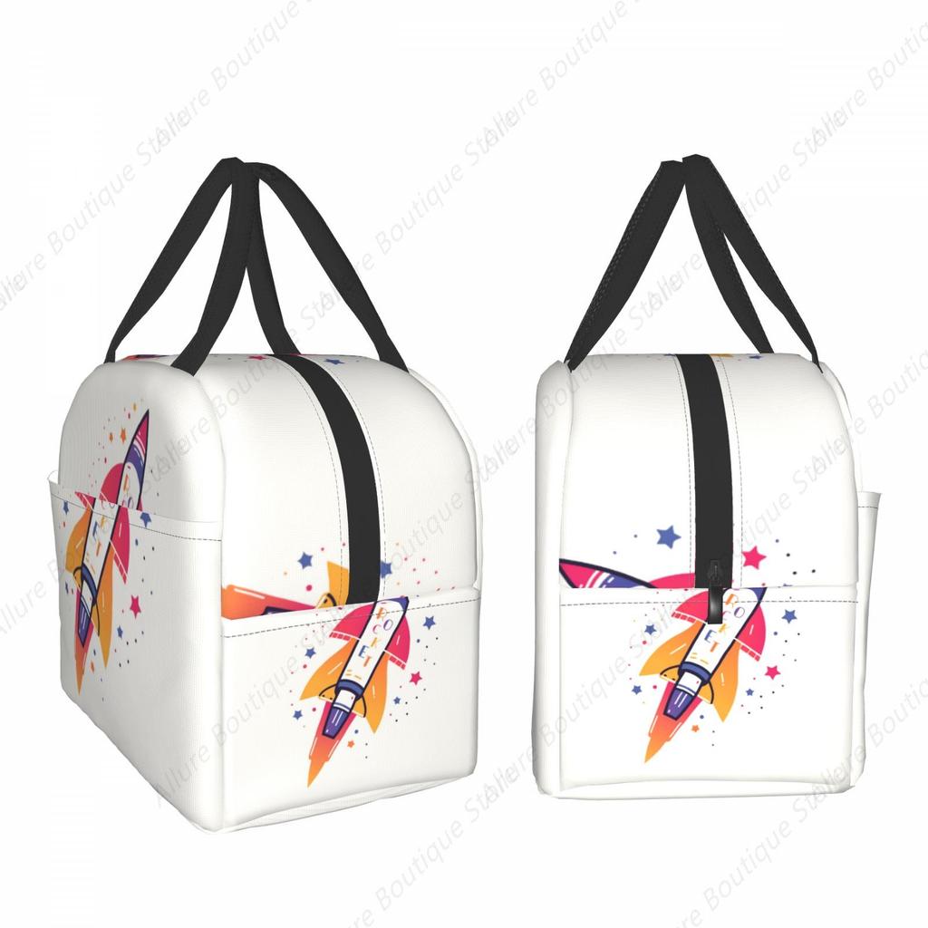 Rocket Lunch Bag Waterproof Insulated Canvas Cooler Bag Thermal Cold Food Picnic Travel Tote for Women Children