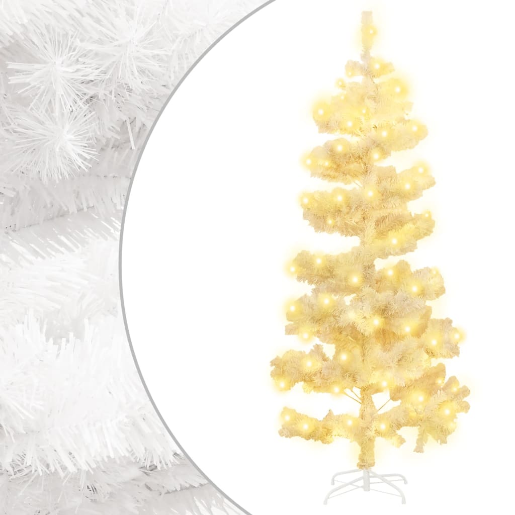 Spiral Christmas Tree with Lighting and Stand White 150 cm