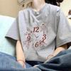 Футболка Harajuku Oversize, высокое качество, 200 г, 100% хлопок, футболка, летняя футболка с буквенным принтом 2025 года для женщин, одежда, серые топы Y2k, уличная одежда