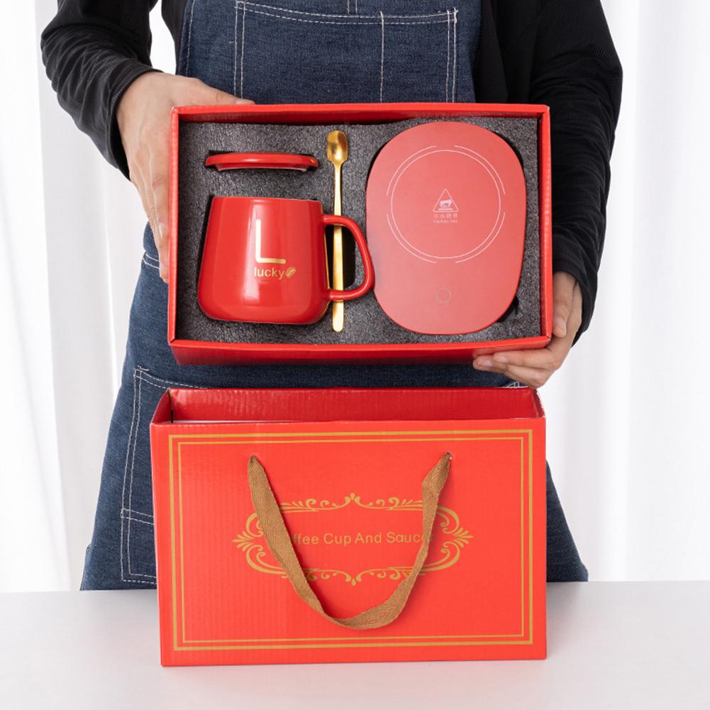 55℃ Умная кружка для кофе, электрическая керамическая кружка для подогрева чая с молоком на 400 мл, многофункциональный набор чашек с термостатом для подарка