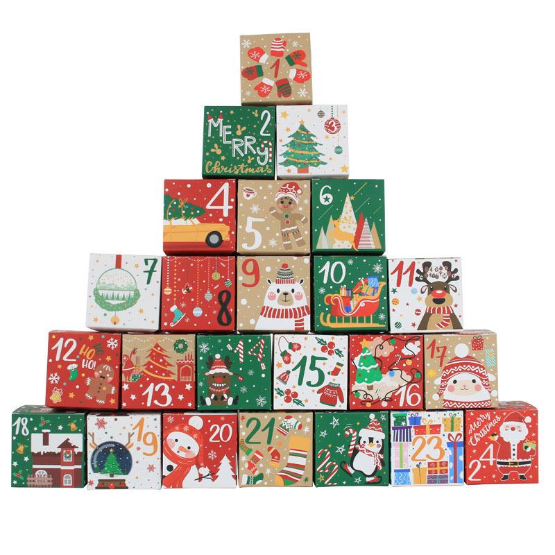 Christmas Advent Calendar Bags Advent Calendar Gift Bags DIY Set Paper Stickers Christmas Decor Calendario De Adviento 24 Days