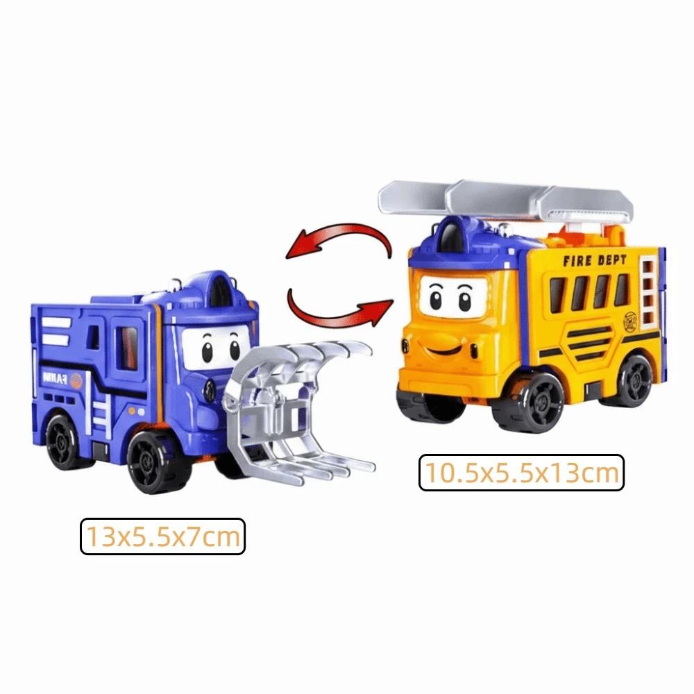 Pull Back Inertia Engineering Vehicle Double-Sided Pull Back Trucks Transformable Car Toy Kids