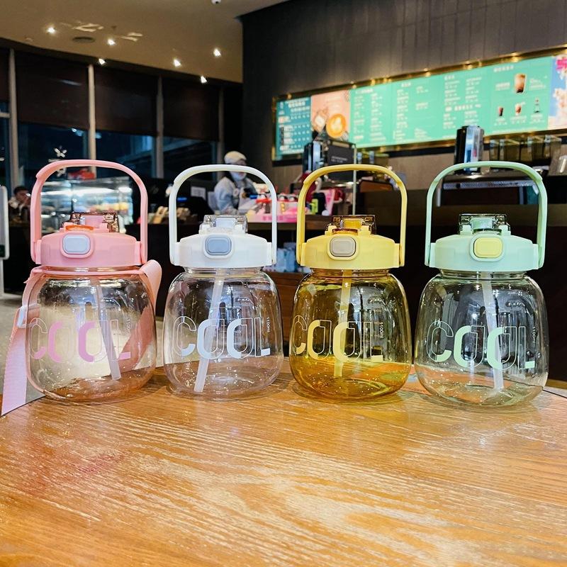 Двойной напиток 1100 мл Big Belly Cup портативная ручка ремень пластиковая трубочка чашка Big Belly Water Cup