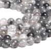 Gray Crystal Quartz Stone Natural Round Beads 15"Strand Smooth Loose Spacer Beads 4/6/8/10/12mm for Jewelry Making DIY Bracelets Accessories