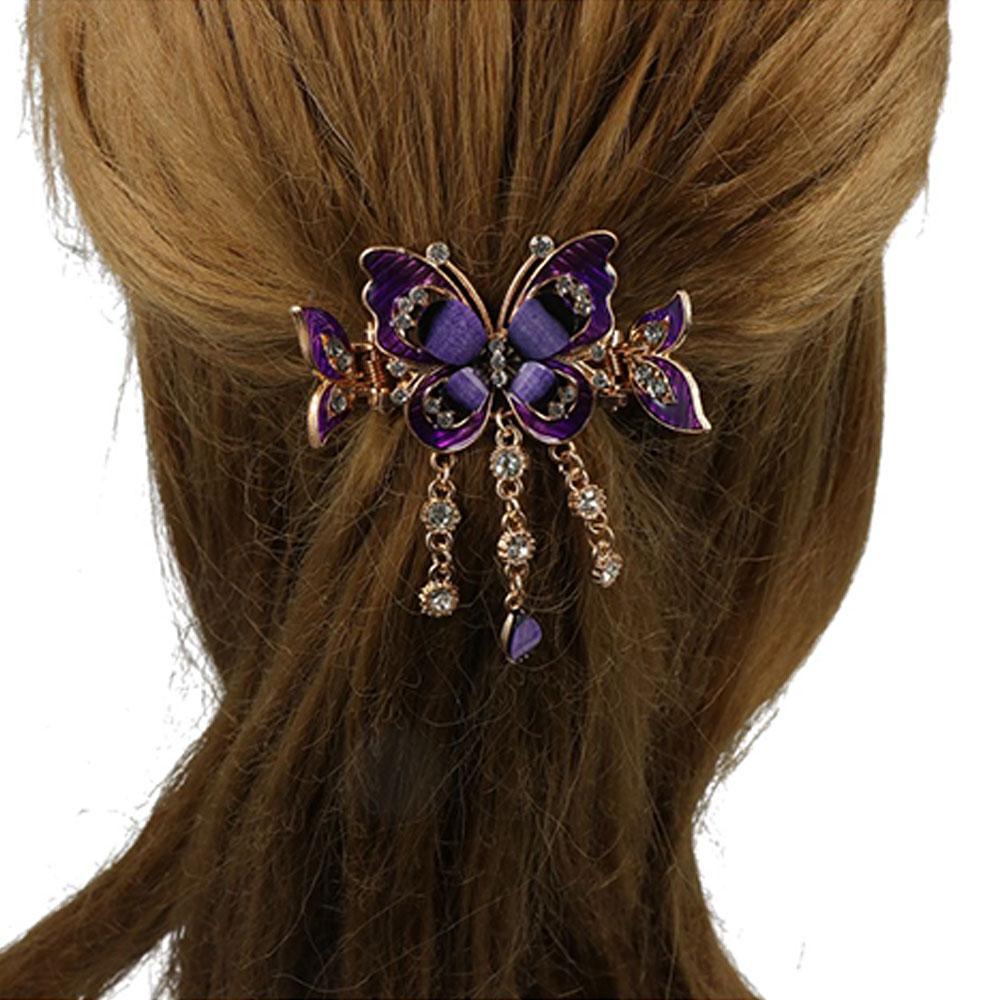 Zircon Rhinestone Butterfly Hair Clips Tassel Rhinestone Barrettes Crystal Small Hair Claw Wedding