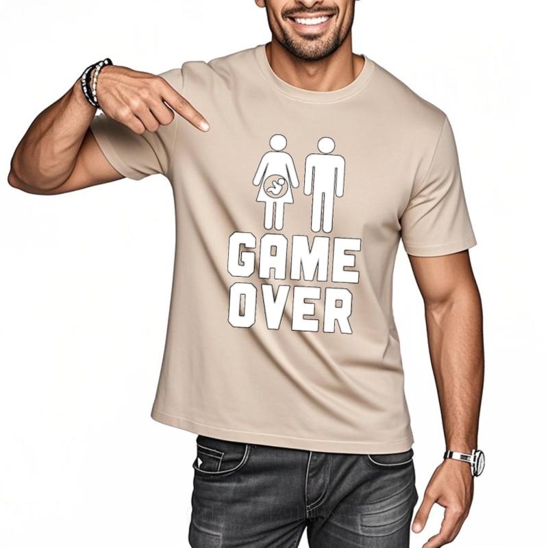 Big Size Tee Soft For Unisex Summer T Shirt Oversized Game Over With Pregnant Woman And Man Classic Unisex Teeshirt Funny Tshirt