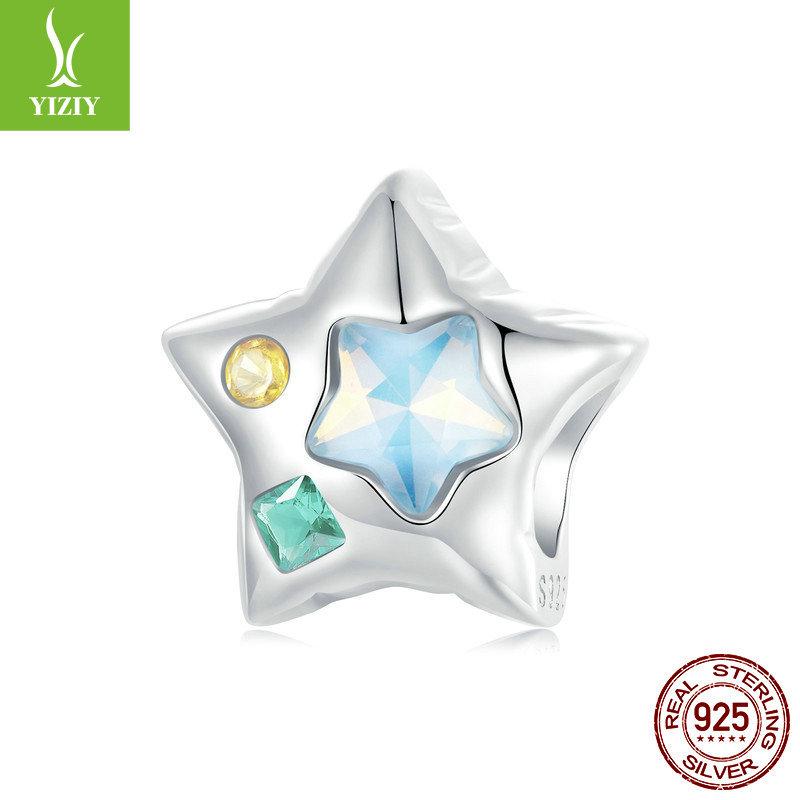 Colorful Star Diy Bracelet Beaded, Sweet And Versatile Fashion Pentagram S925 Sterling Silver Beads