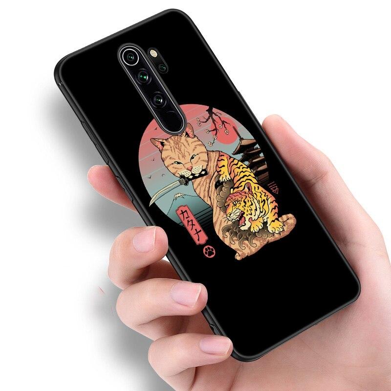 Чехол для телефона JAMULAR Neko Ramen Japan Cat Anime для Xiaomi Redmi Note 11 10 9 8 Pro 11T 10T 10S 9S 8T 9 9A 9C 9T, черный мягкий чехол