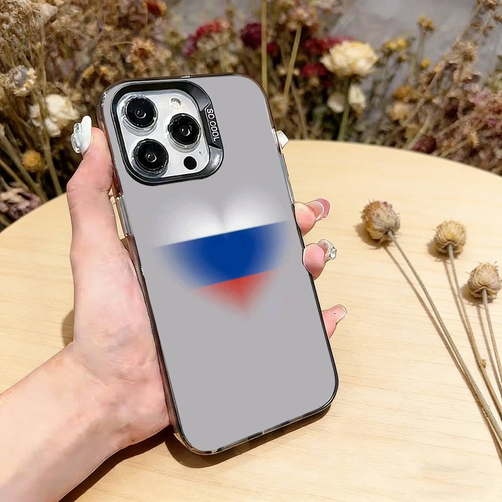 Russia F-Flag Phone Case For iPhone 17,16,15,14,13,12,11 Plus,Pro Max,XS,Colorful Silver Phone case Funda Cover