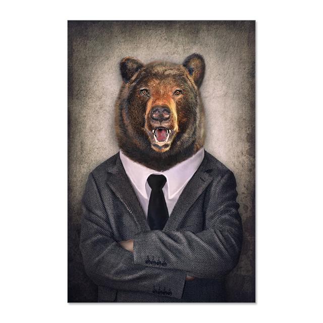 Человеческое тело, голова животного, абстрактная настенная художественная печать, Жираф, медведь, лев, холст, картина, скандинавский плакат, декор, фотографии для гостиной, без рамки