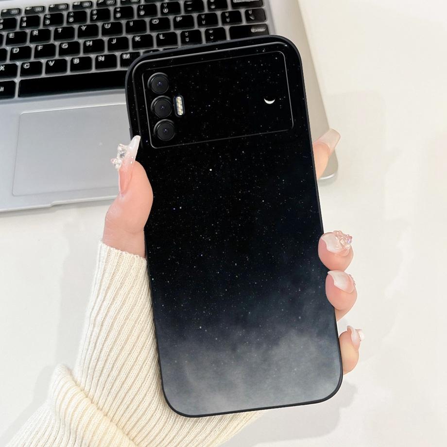For Tecno Spark 8P KG7H KG7 KG7n Case Liquid Silicone Soft TPU Back Cover For Spark8P 8 P Phone Funda Gothic Black Night Bumper