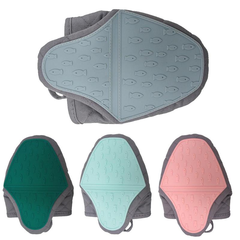 1 шт. Хлопок Силиконовый зажим для перчаток для духовки Кухонные принадлежности для выпечки Микроволновая печь Специальные перчатки Теплоизоляция для духовки Противоожоговый коврик