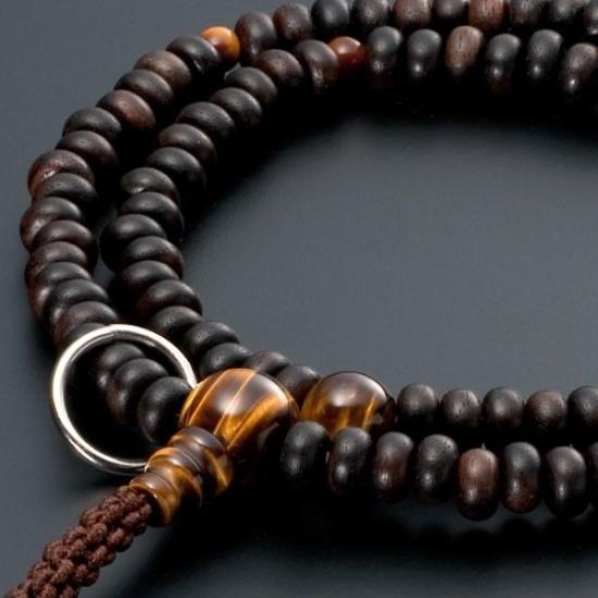 Buddhist altar shop Takita Shoten Specially Selected Bracelet Prayer Beads 108 Beads for Soto Striped Ebony Tiger Eye Stone Tailor Genuine Mala Bead