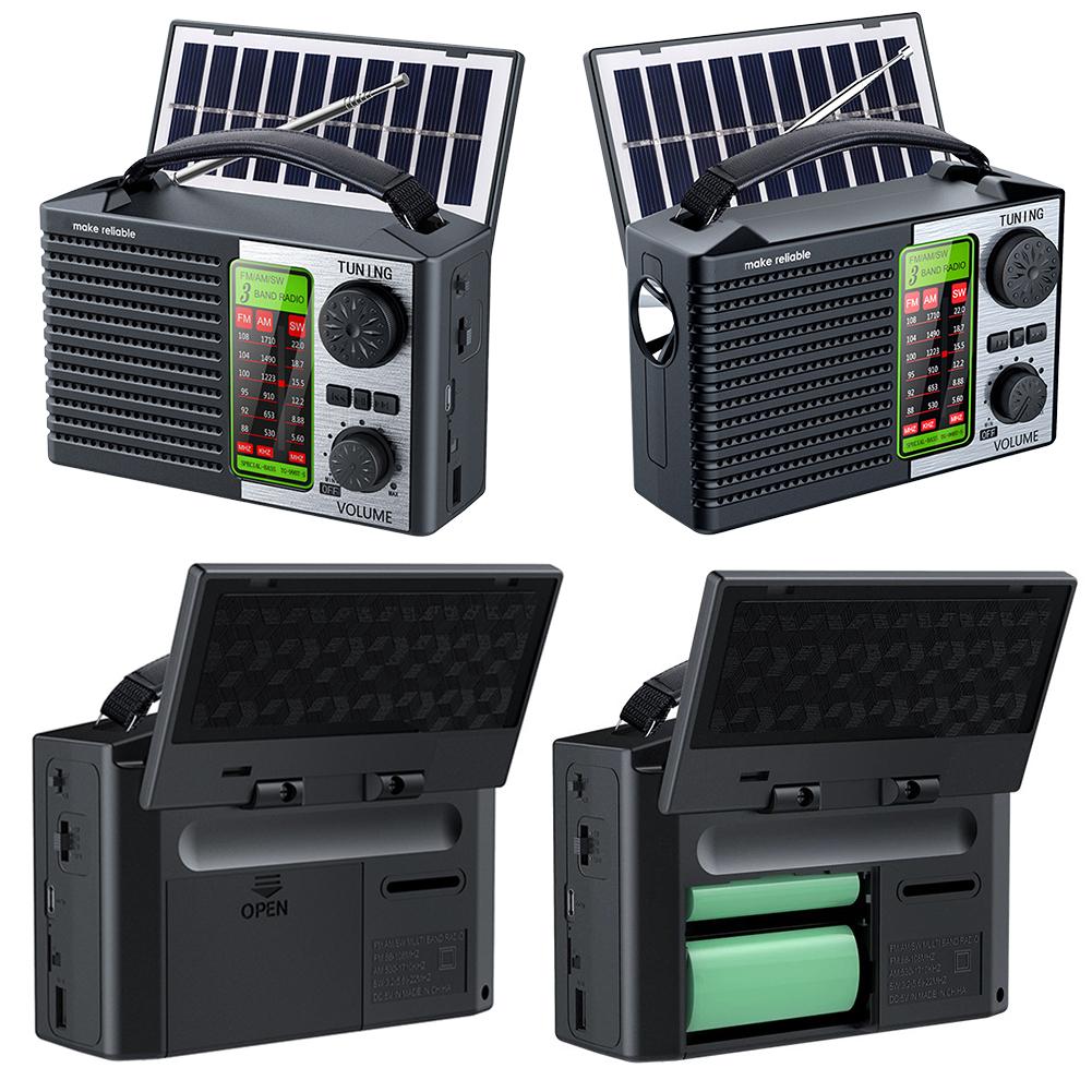 Солнечное Радио Портативное FM AM SW Все Диапазоны Радио с LED Фонариком Bluetooth Музыкальный Плеер Аварийное Радио Поддержка TF Карты USB Накопителя