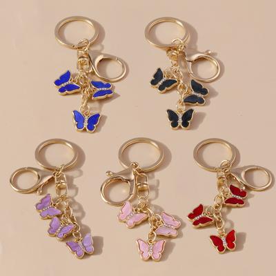 Enamel Butterfly Keychain Animal Keyring Pendants for Women Girl Handbag Accessories DIY Jewelry Gifts