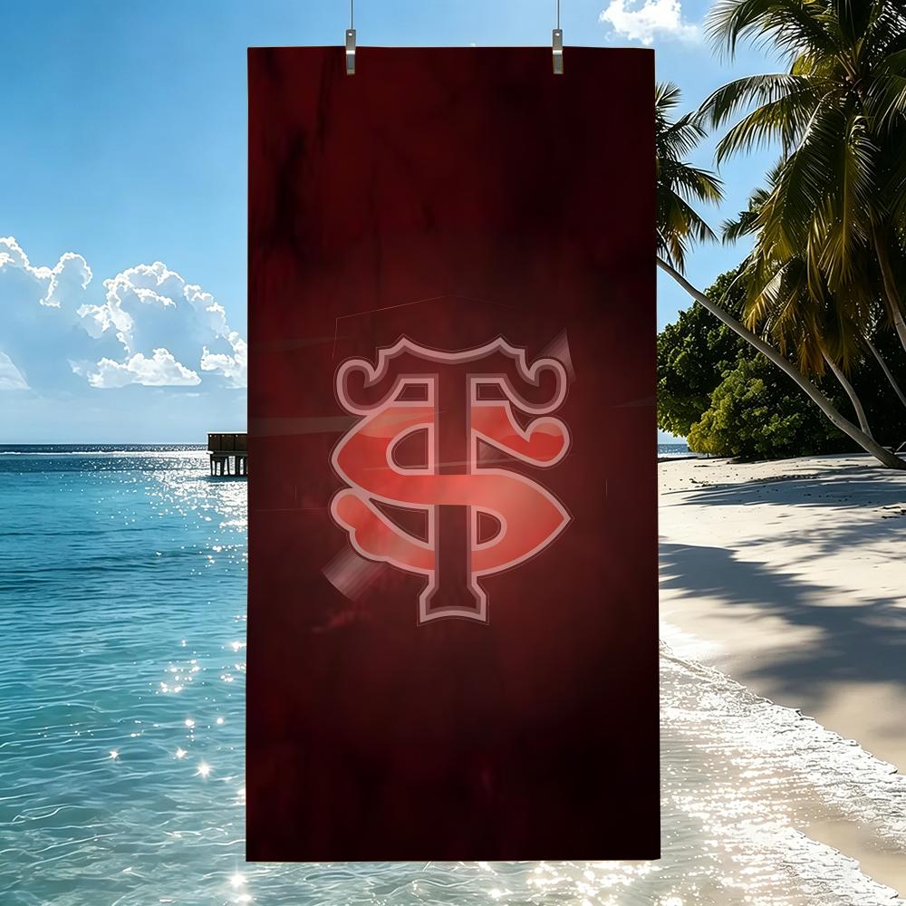 Полотенце S-Stade Toulousain, микрофибра, пляжное, быстросохнущее, не прилипает песок, ультратонкое волокно, супермягкое.