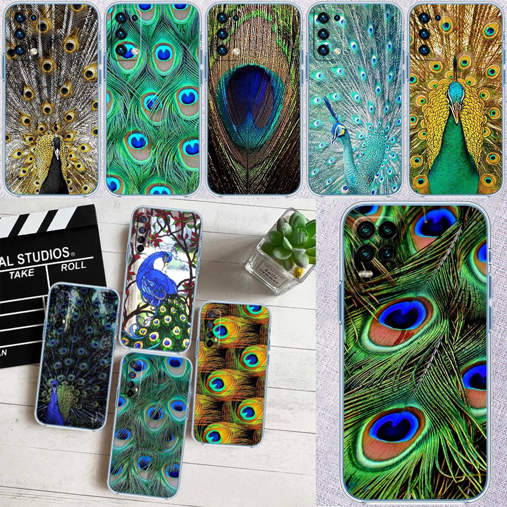 IK53 Peacock feather Transparent Phone Case for Samsung Galaxy A04 A04S A14 A23 A34 A54 M23 M33 M52 M53