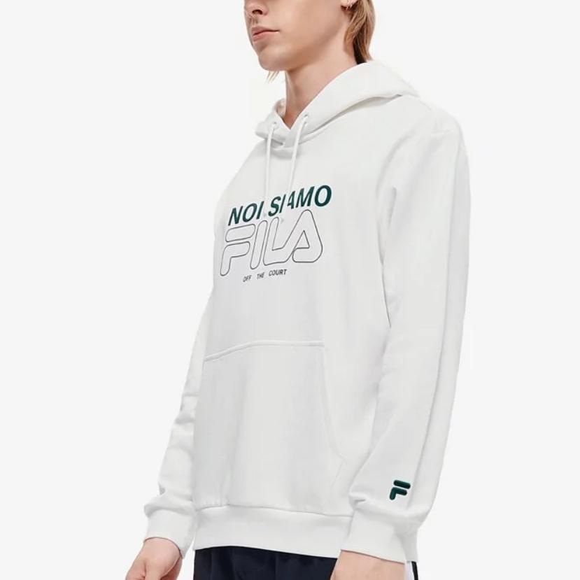 Fila Fusion Простая Худи С Вязаным Узором и Принтом Букв для Тенниса и Спорта Мужские худи Стандартный-Белый T11M243206FWT