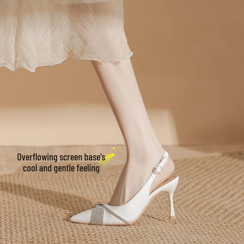 Туфли-лодочки BYZ без задника с острым носком на шпильке из микрофибры с пряжкой из страз - Универсальная обувь для работы и поездок для женщин