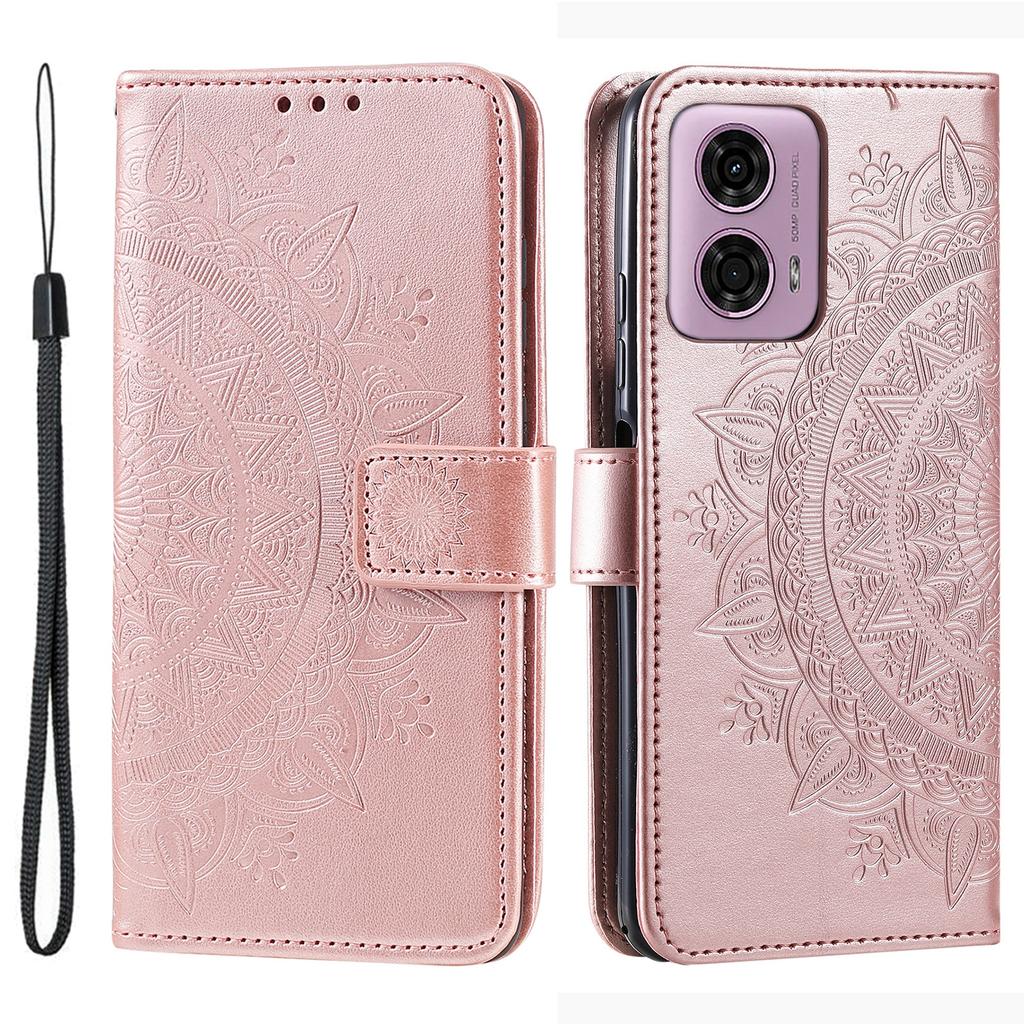 For Motorola Moto E14 4G/G04 4G/G04s 4G/G24 4G Case PU Leather Mandala Pattern Wallet Flip Cover