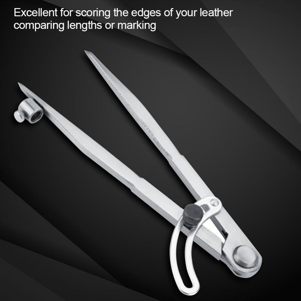 Silver Adjustable Compass Leather Divider Woodworking Compass Rotating Tool Woodworking