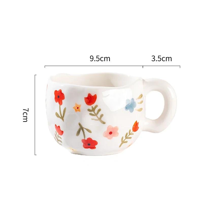 300 мл симпатичная креативная нестандартная керамическая кружка с изображением цветов и облаков для девочек с ручкой, кофейные чашки для завтрака, молока, чая, подарка, чашки для воды