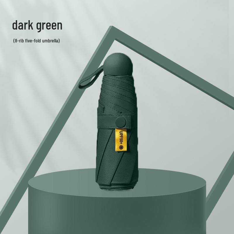 Компактный складной зонт с защитой от УФ-лучей и черной подкладкой