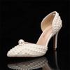 Summer 2024 New Set of Shallow Cut High Heels for Women's Pointed High Heels Thin Heels Pearl Luxury Wedding Shoes