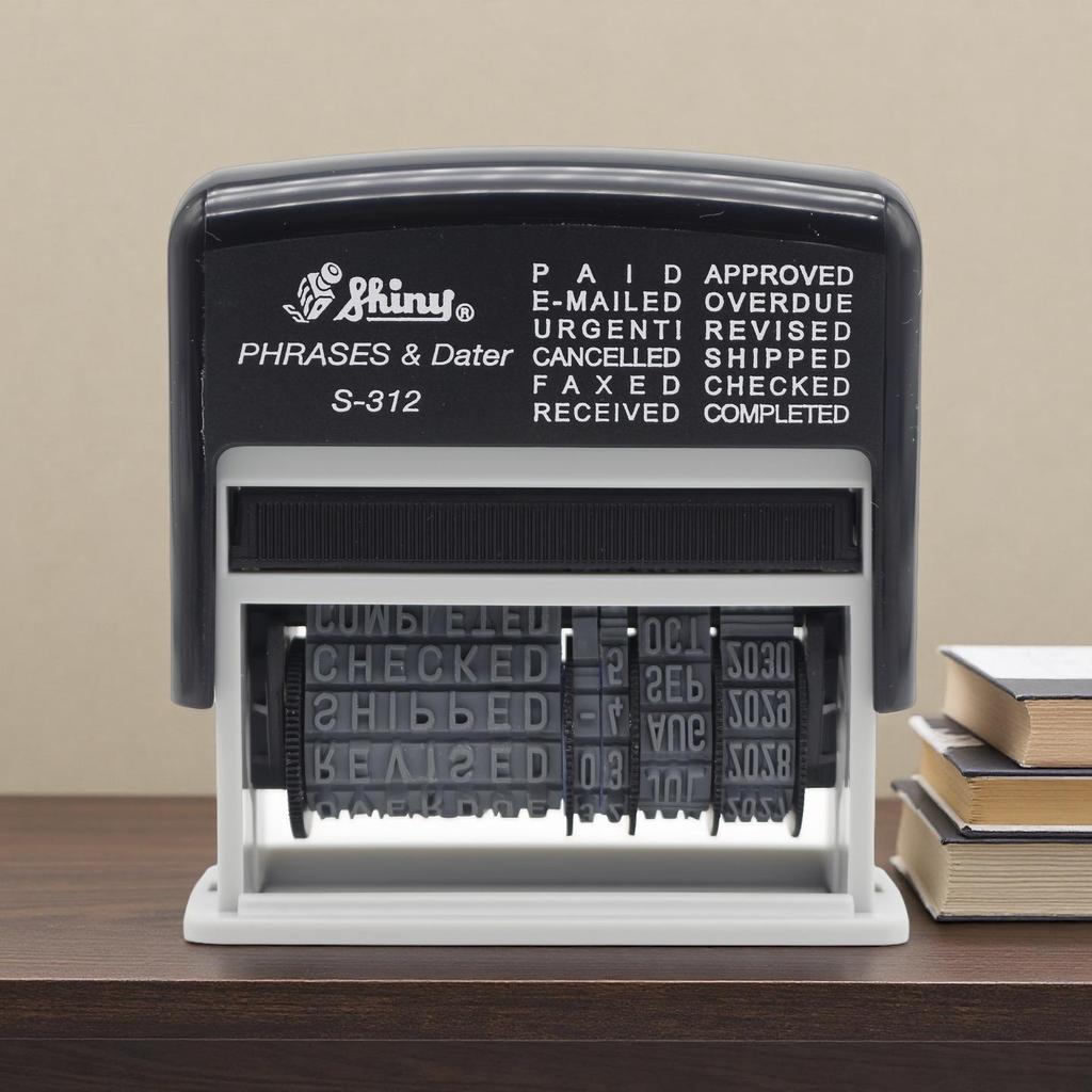 Shiny S-312 Self-Inking Date Stamp "PAID/RECEIVED" with 12 Adjustable English Date Groups