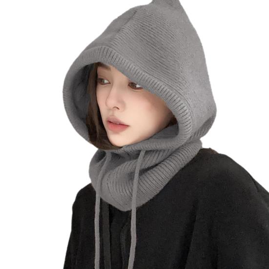 Women Winter Balaclava Hat Thick Warm Knitted Windproof Cycling Headwear Adjustable Full Protection Outdoor Travel Cold Weather Skiing Cap