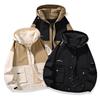 New Fashion Splicing Contrasting Color Workwear, Versatile Hooded Jacket, Trendy Outdoor Jacket, Trendy Jacket