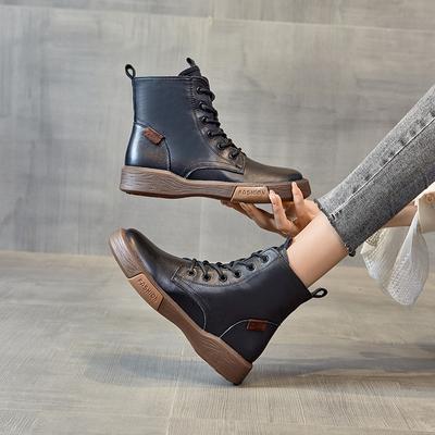 Одиночные ботинки Ботинки Martin Женские плоские хлопковые туфли Повседневные короткие ботинки