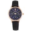 Watch AGET721 Chronograph Leather Round Navy Black Ladies Translated