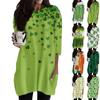 Женские повседневные рубашки с рукавом 3/4, модные туники с принтом Святого Патрика и карманами