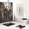 Home Waterproof Print Shower Curtain 4 Piece Carpet Cover Toilet Cover Bath Mat Pad Set Bathroom Curtain Bathroom Decoration