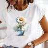 (Asian Size) Clothing Ladies Trend Flower Cute 90s Casual Women Tee Top Short Sleeve T Shirt Fashion Print Lady Female Graphic T-shirts