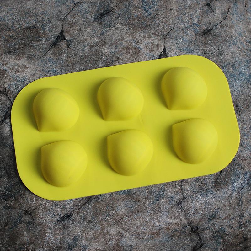 6 Holes Reusable Silicone Cake Mold Lemon Chestnut Shape Heat Resistant Baking Tool for Mousse Pudding Pastry DIY Gift