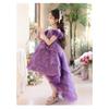 Kids Purple French Princess Evening Gown, Girls Host Wedding Flower Girl Piano Dress